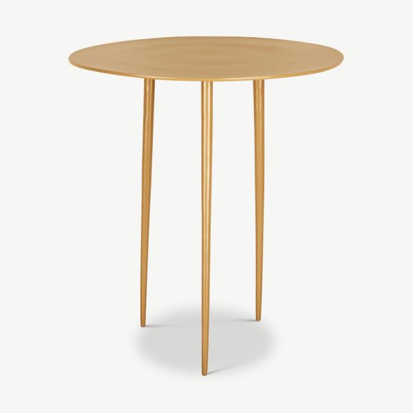Cortez Side Table, Yellow Metal