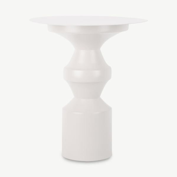 Crown Side Table, Ivory Metal