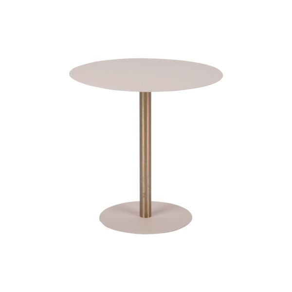 Kiora Round Side Table, Warm Grey & Brass