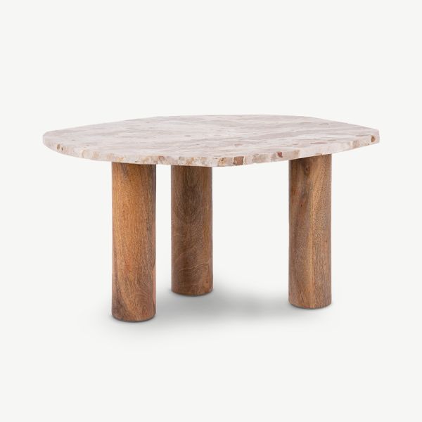 Table d'appoint en marbre Jove, organique, bois