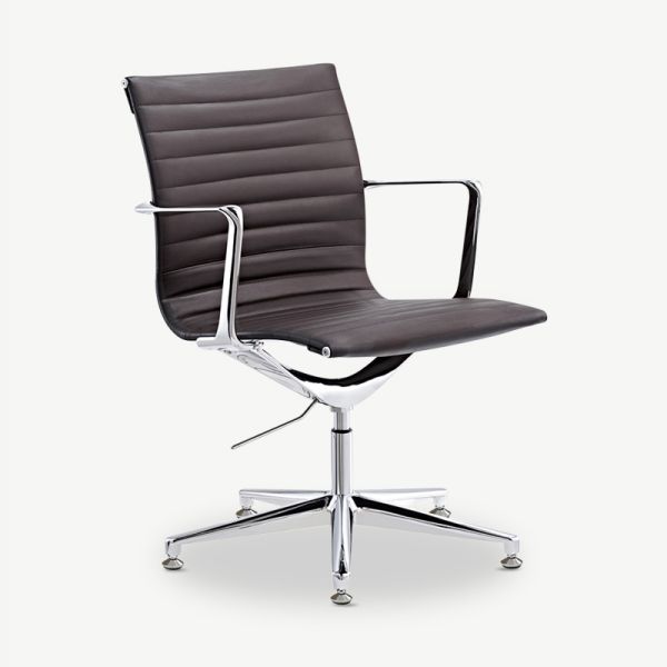 Mateo Conference Chair, Dark Brown Leather & Chrome