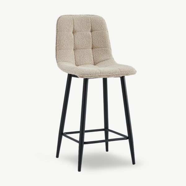 Tabouret de bar Venray, bouclé taupe