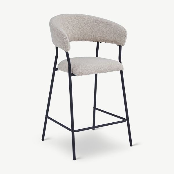 Graca Bar Stool, Taupe Bouclé