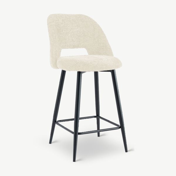 Tabouret de bar Caio, tissu beige