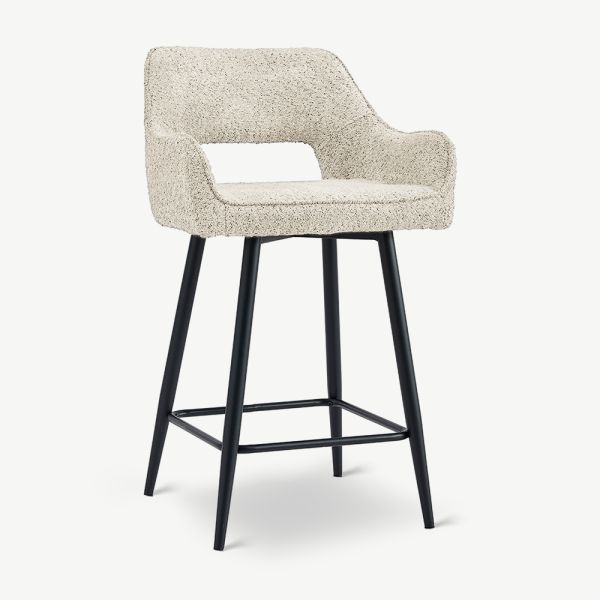 Tabouret de bar Maite, tissu beige