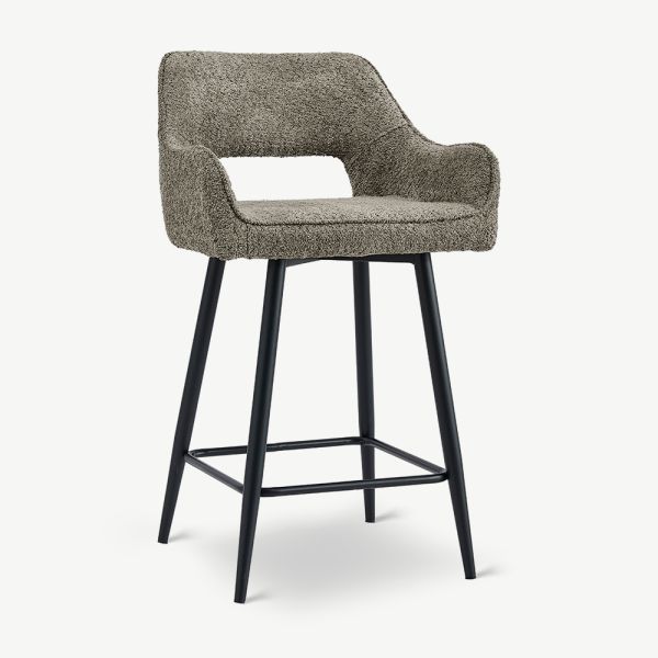 Maite Bar Stool, Taupe Fabric