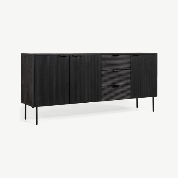 Rosario Sideboard, Schwarzes Mangoholz, 180 cm