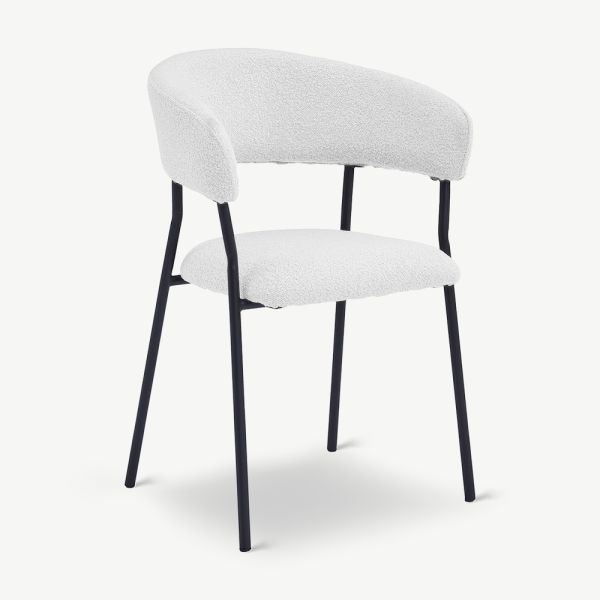 Graca Dining Chair with armrests, Ivory Bouclé