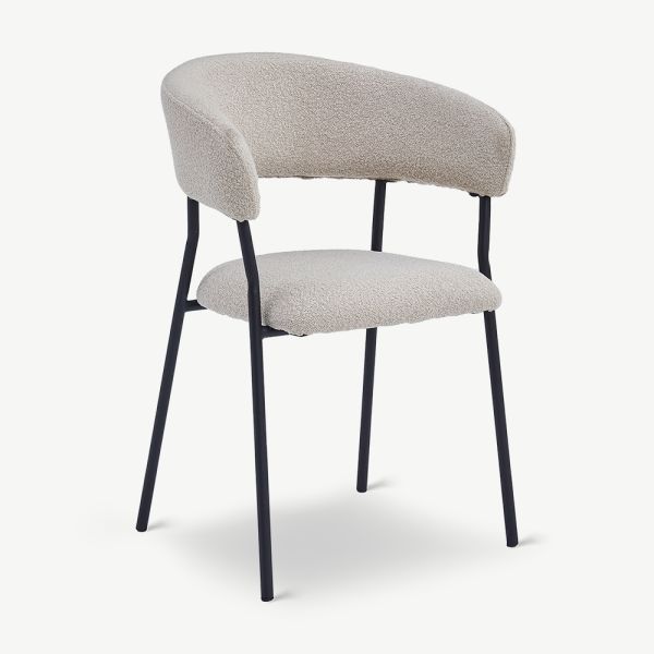 Graca Dining Chair with armrests, Taupe Bouclé