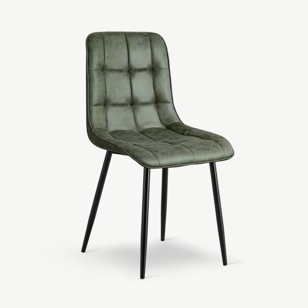 Chaise de salle à manger Maez, cuir PU vert