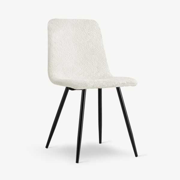 Bruna Bouclé Dining Chair, Ivory