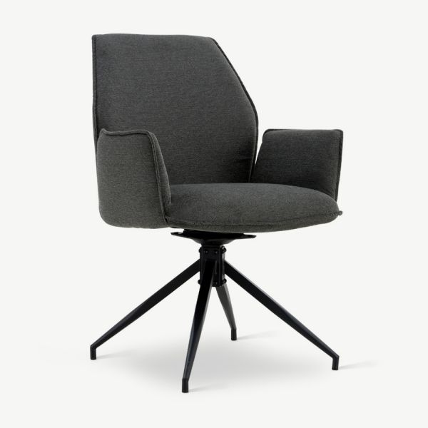 Davi Swivel Dining Chair, Anthracite Linen