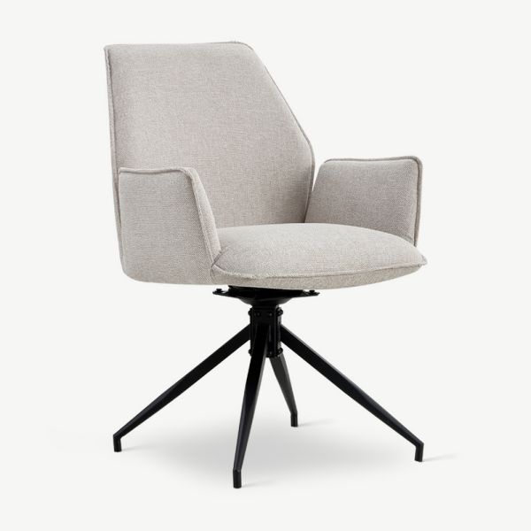 Davi Swivel Dining Chair, Beige Linen