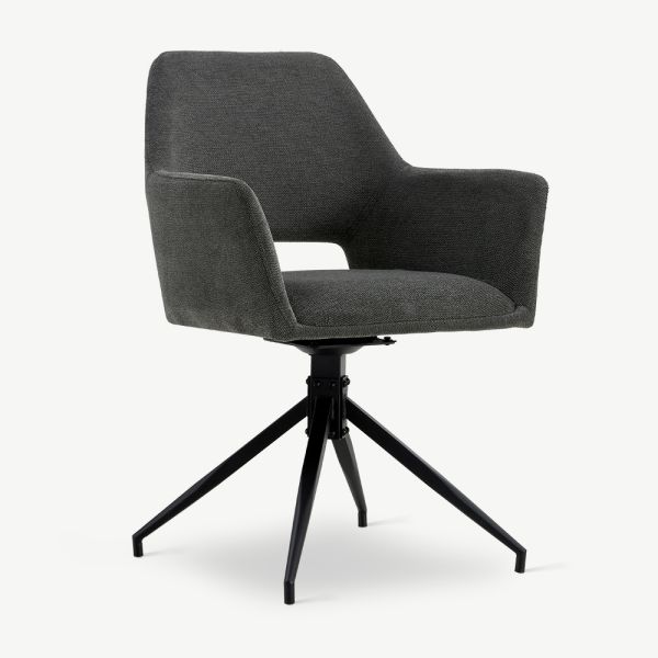 Aline Swivel Dining Chair, Anthracite Linen