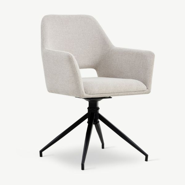 Aline Swivel Dining Chair, Beige Linen