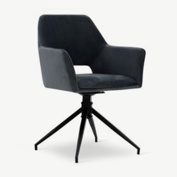 Aline Swivel Dining Chair, Anthracite Velvet