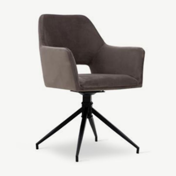 Aline Swivel Dining Chair, Grey Velvet