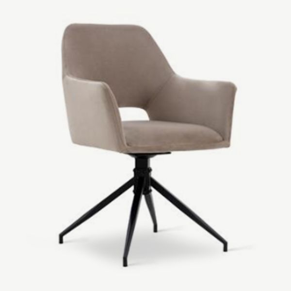 Aline Swivel Dining Chair, Taupe Velvet