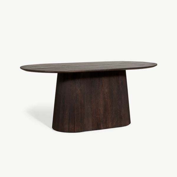 Table de salle à manger ovale Saulo, marron foncé, 180 cm