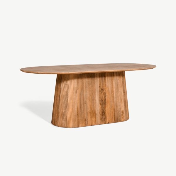 Table de salle à manger ovale Saulo, marron clair, 180 cm