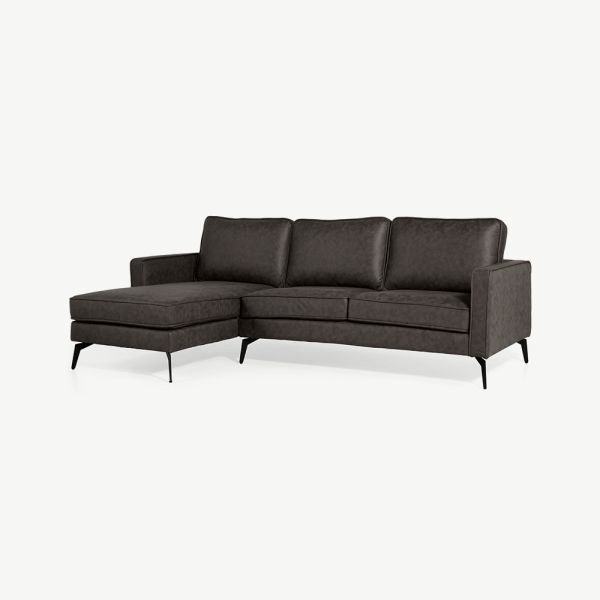 Leo Left Corner Sofa, Anthracite PU Leather