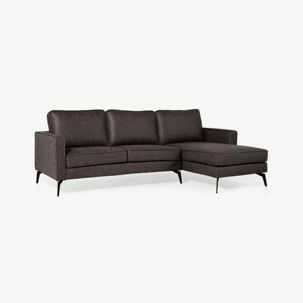 Leo PU Leather Corner Sofa, Anthracite