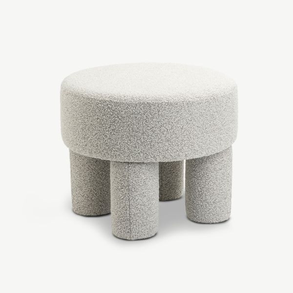 Silas Bouclé Pouf, White