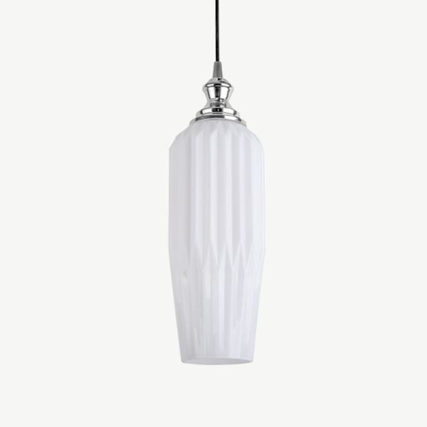 Long Posh Pendant Lamp, White Glass