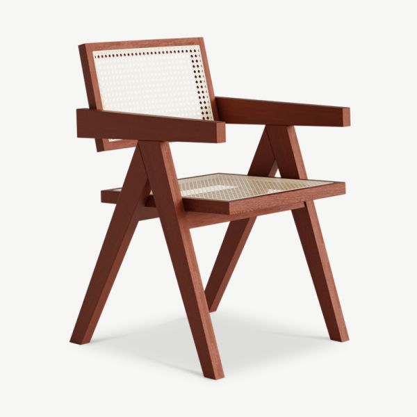 Peter Rattan Dining Chair, Walnut & Bamboo