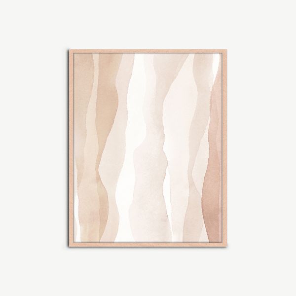 Abstract Beige Waves Wall Art, Framed
