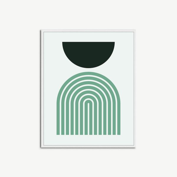 Mint Abstract Wall Art, Framed in White