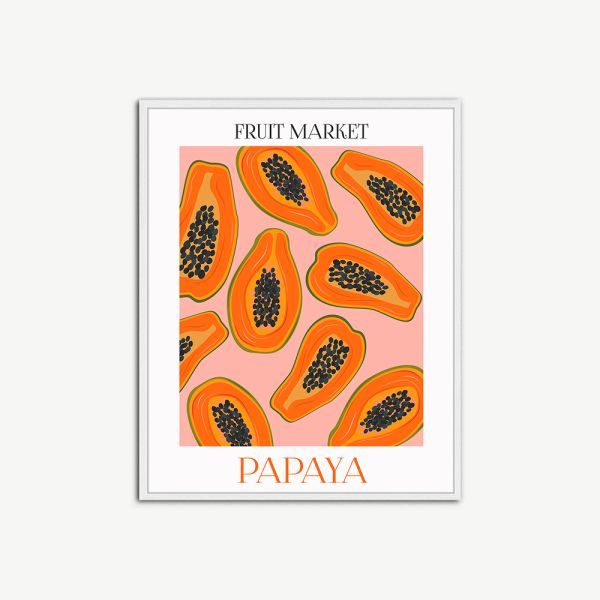 Affiche murale Papaya Fruit Market, encadrée