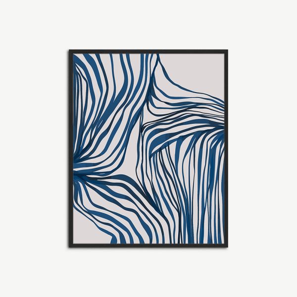 Abstract Blue Wall Art, Framed