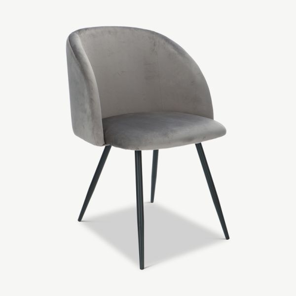 Vesper Dining Chair, Grey Velvet & Black legs