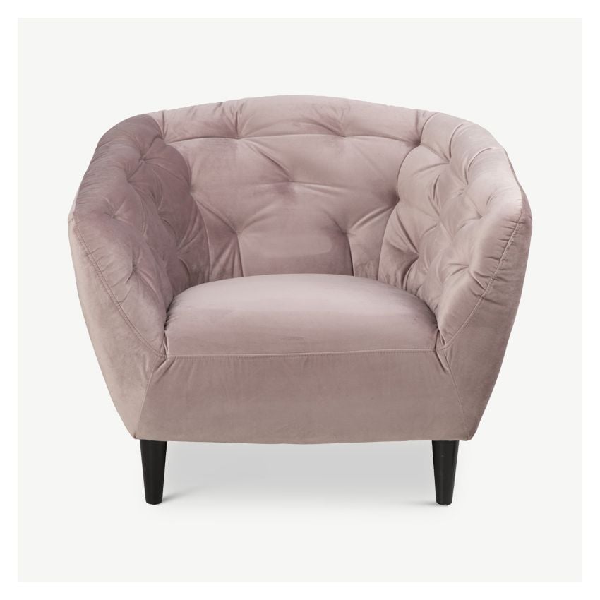 Aria Gesteppter Sessel, Altrosa Samt