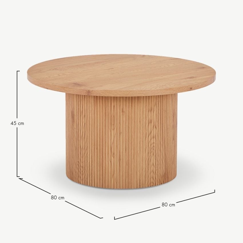 Duarte runder Couchtisch aus natürlichem Holz