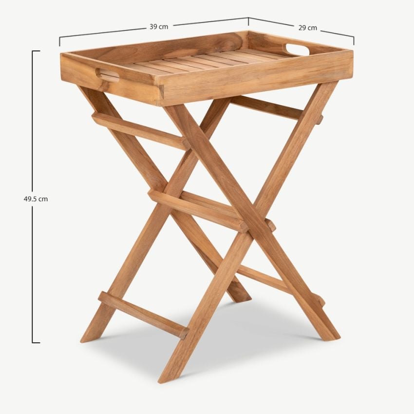Aba Outdoor-Tabletttisch, Naturfarbenes Teakholz