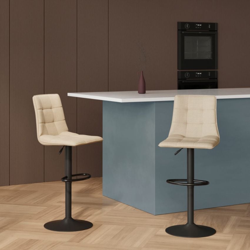 England Höhenverstellbarer Barhocker, Beige Stoff