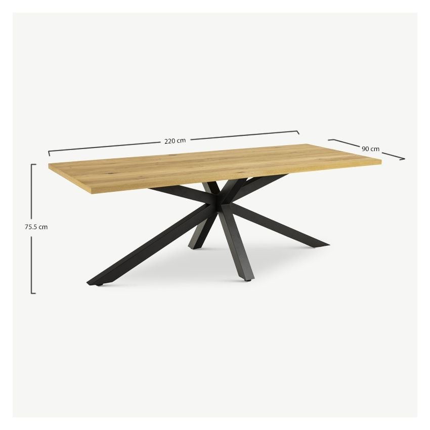 Talon Esstisch, Naturholz & Metall, 220 cm