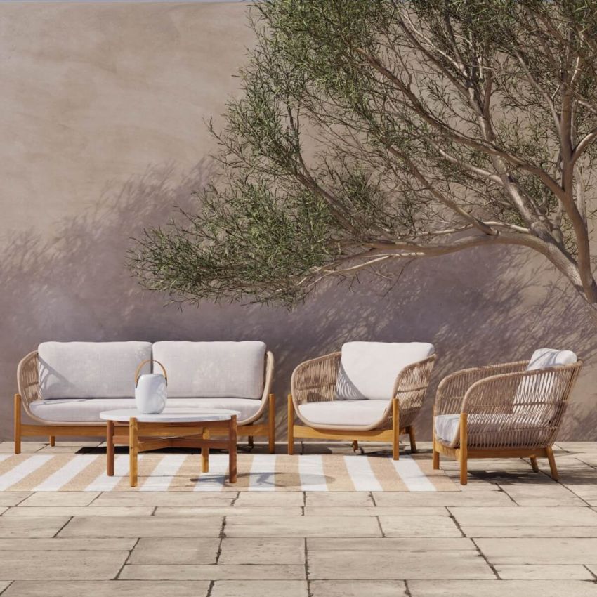 Paloma Garten-Lounge-Set, Akazienholz & Beige | Furnicher