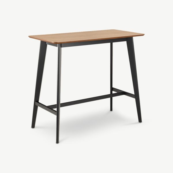 Table de bar en bois India en chêne et noir – 120 cm
