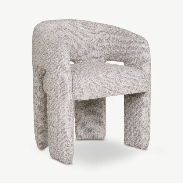 Chaise à accoudoirs Aspen en bouclette naturel moucheté