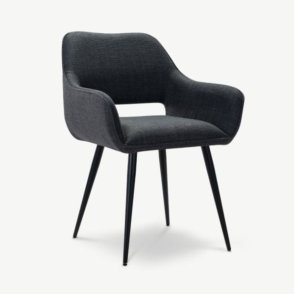 Adele Dining Armchair, Dark Grey Fabric