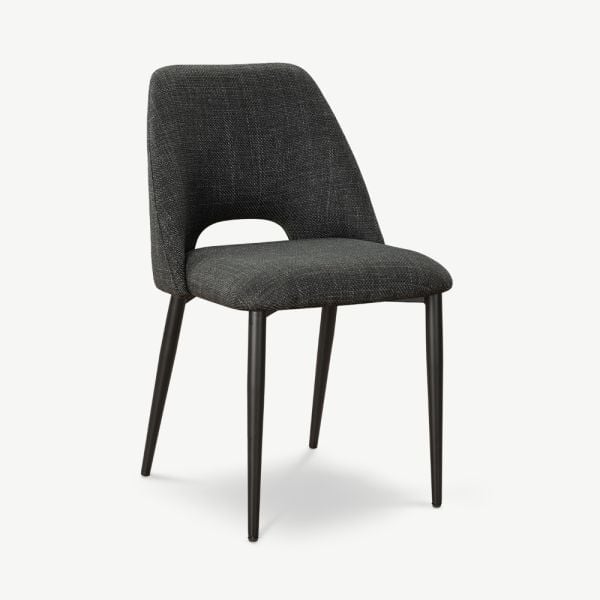 Caio Dining Chair, Dark Grey Fabric ecom front view