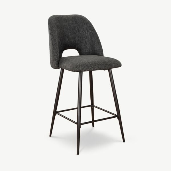 Caio Kitchen Stool, Dark Grey Fabric