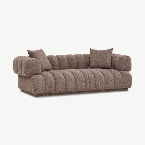 Sonia 3 Seater Sofa, Brown Bouclé ecom front view