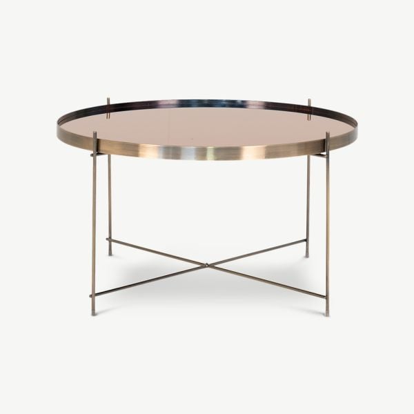 Roma Runder Couchtisch, Glas & Messing