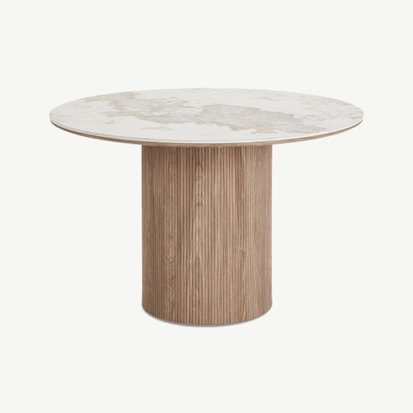 Table à Manger Ronde Athena, Marbre et Bois