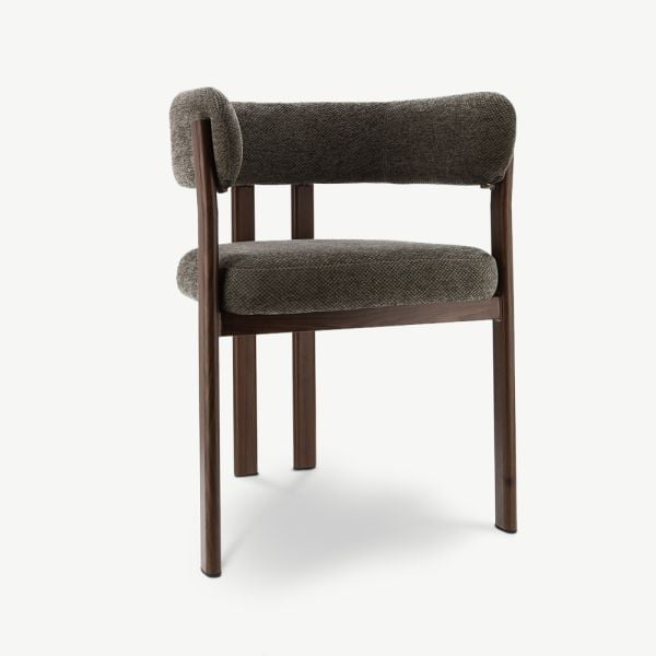 Percy Dining Chair with Armrests, Anthracite Fabric, Walnut