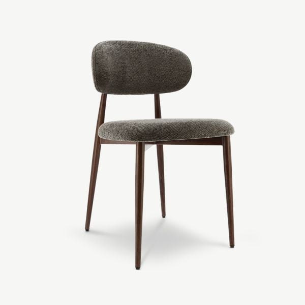 Rabiah Dining Chair in Anthracite Fabric with Walnut Legs | Furnicher